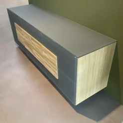 Sideboard V-Montanara Wildeiche Geölt Front Glas Grau