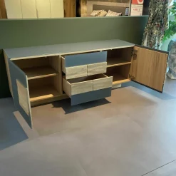 Sideboard V-Montanara Wildeiche Geölt Front Glas Grau
