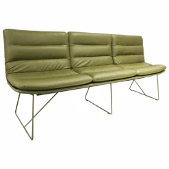 Sitzbank Arva 3,5-Sitzer Leder Sauvage Avocado 8116 Grün Drahtkufengestell Struktur Olive