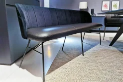 Sitzbank Gaia Casual Leder Belo Horizonte Nero Schwarz Rücken Stoff Schwarz