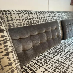 Sitzbank Polo Dining Stoff Pisa Dunkelbeige Gestell Nussbaum