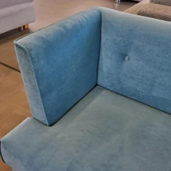 Sitzbank Smilla Stoff Atil Türkis Holzfuß Dunkelbraun