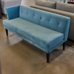 Sitzbank Smilla Stoff Atil Türkis Holzfuß Dunkelbraun