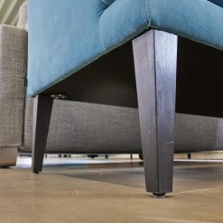 Sitzbank Smilla Stoff Atil Türkis Holzfuß Dunkelbraun