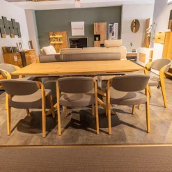 Sitzbank V Alpin Bezug Leder Montan Lp Cenere Grau Gestell Eiche Altholz Naturöl