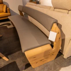 Sitzbank V Alpin Bezug Leder Montan Lp Cenere Grau Gestell Eiche Altholz Naturöl