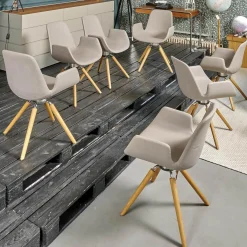 Sitzgruppe Armlehnstuhl Step Bezug Eco Kunstleder Schlamm Gestell Eiche