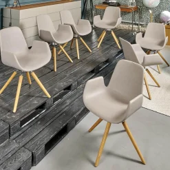 Sitzgruppe Armlehnstuhl Step Bezug Eco Kunstleder Schlamm Gestell Eiche