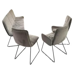 Sitzgruppe Arva Stitch Stoff Seven Dolphine 180 Grau Gestell Metall Anthrazit