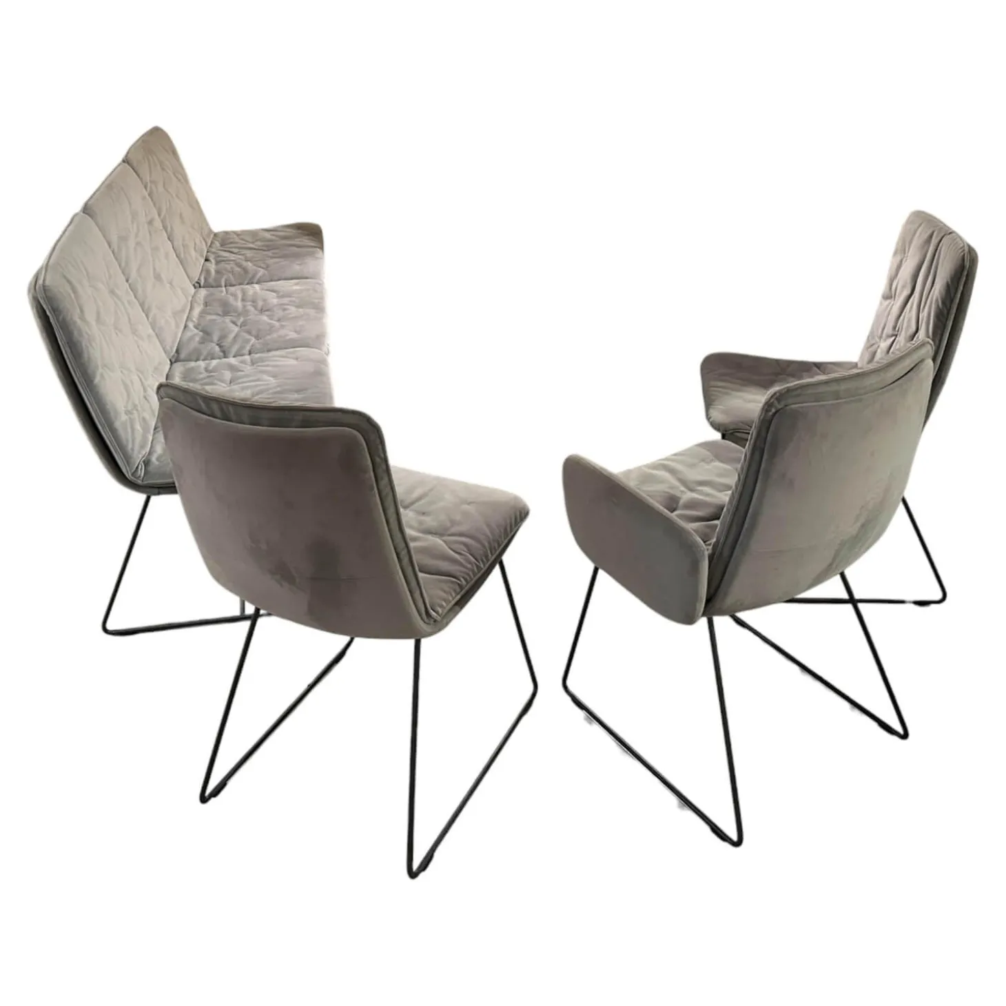 Sitzgruppe Arva Stitch Stoff Seven Dolphine 180 Grau Gestell Metall Anthrazit