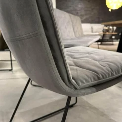 Sitzgruppe Arva Stitch Stoff Seven Dolphine 180 Grau Gestell Metall Anthrazit