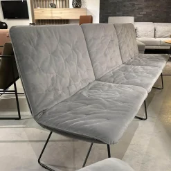 Sitzgruppe Arva Stitch Stoff Seven Dolphine 180 Grau Gestell Metall Anthrazit