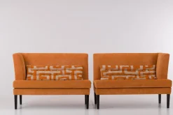 Sitzgruppe Byblos XL Stoff Jetty 2419 08 Romo Orange Gestell Holz Schwarz Inklusive Rückenkissen