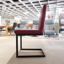 Sitzgruppe Chester Leder Bronco 10 Chianti Rot Gestell Metall Schwarz