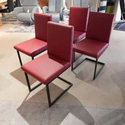 Sitzgruppe Chester Leder Bronco 10 Chianti Rot Gestell Metall Schwarz