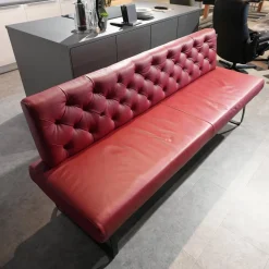 Sitzgruppe Chester Leder Bronco 10 Chianti Rot Gestell Metall Schwarz