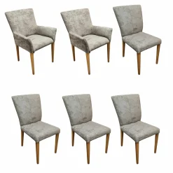 Sitzgruppe Edmonton Stoff Natura Havanna 39 Grau Gestell Buche Geölt