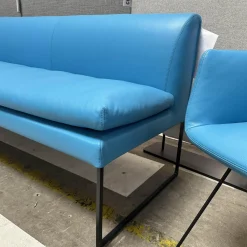 Sitzgruppe Jalis Und Mell Leder 109 Napoli 5856 Petrol Blau Gestell Draht Schwarz Pulverbeschichtet