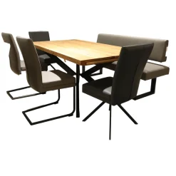 Sitzgruppe Lavie Color Line Leder Napoli Anthrazit Und Schiefergrau Gestell Eisen Schwarz Ohne Tisch