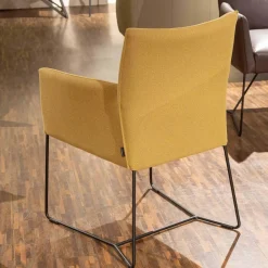 Sitzgruppe Picara Leder 3 Lomé Anthrazit Und Stoff VI Hugo Mustard Gelb Gestell Metall Schwarz