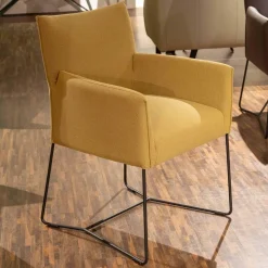 Sitzgruppe Picara Leder 3 Lomé Anthrazit Und Stoff VI Hugo Mustard Gelb Gestell Metall Schwarz