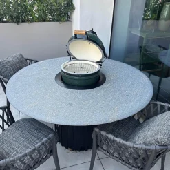 Sitzgruppe Tisch Basket BC07 Porfido Verde Schwarz Grau Schwarz Stuhl Erica Geflecht Anthrazit Gestell Anthrazit Mit Grilltisch Bundle