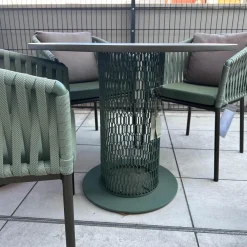 Sitzgruppe Tisch Comedo Platte Aluminium Bronze Stuhl Bitta Bandgeflecht Bucket Rope Z21 Grün Gestell Aluminium Schwarz