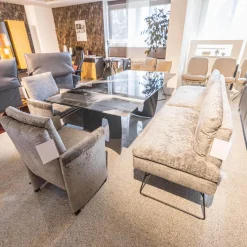 Sitzgruppe WK 790 Bezug Stoff B3094 Basalt Grau Gestell Metall Schwarz