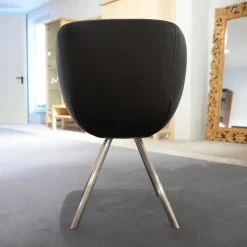 Sitzgruppe Zweigl Kunstleder Sixty Mocca Schwarz Anthrazit Rustikale Asteiche Versiegelt Und Gestell Stahl Nickelfarbig Gebürstet