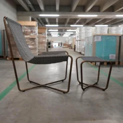 Sling Sessel Mit Hocker Stoff Elitis Lontan Gestell Brüniertes Messing