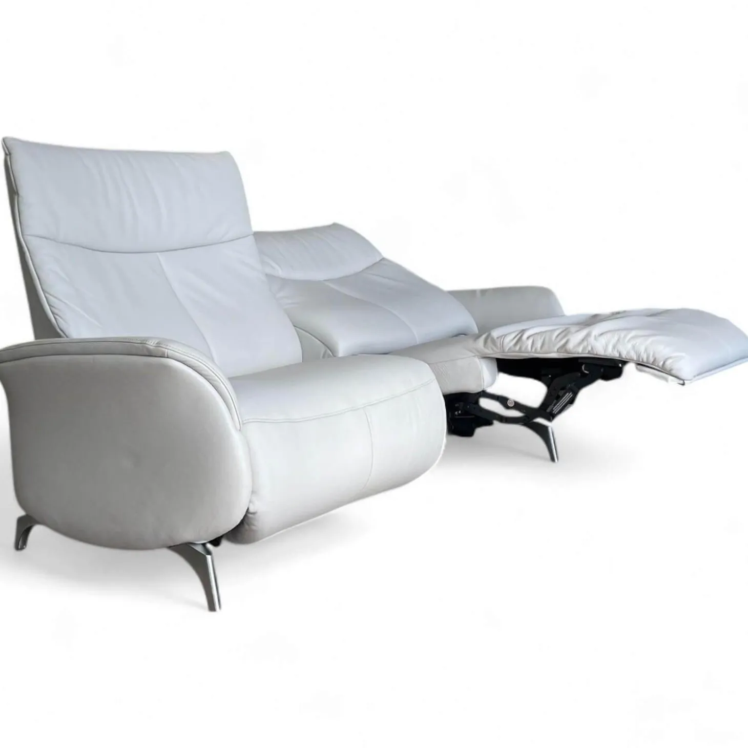 Sofa 4061 Cumuly Comfort Leder 33 Longlife Soft Eis Weiß Füße Metall Mit Elektrischer Verstellung