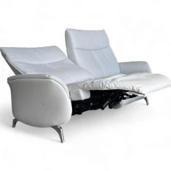 Sofa 4061 Cumuly Comfort Leder 33 Longlife Soft Eis Weiß Füße Metall Mit Elektrischer Verstellung