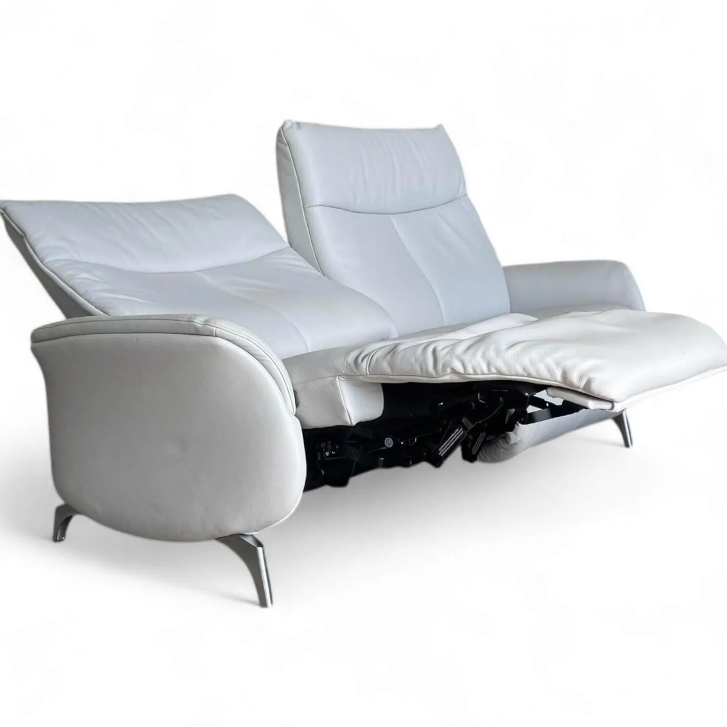 Sofa 4061 Cumuly Comfort Leder 33 Longlife Soft Eis Weiß Füße Metall Mit Elektrischer Verstellung
