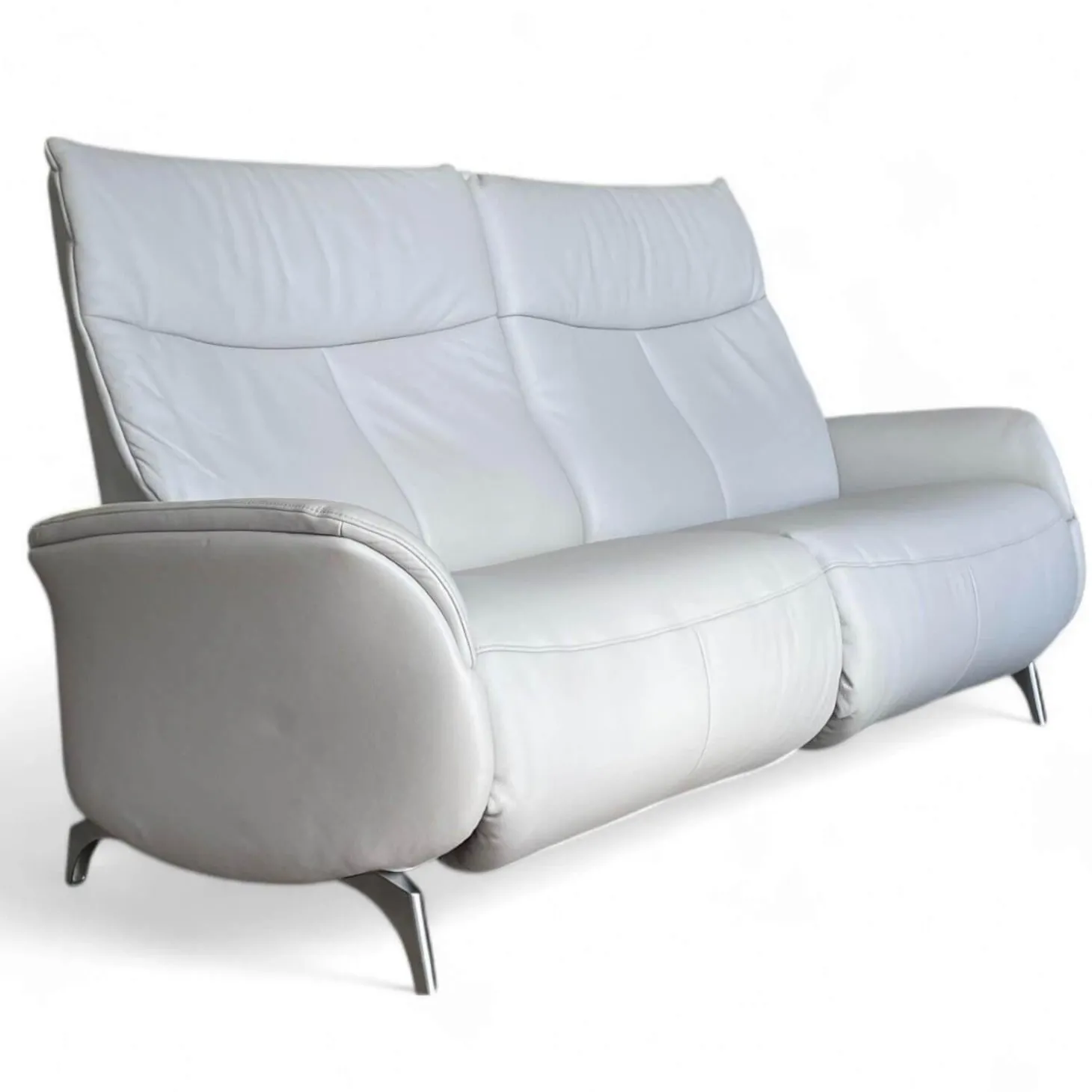 Sofa 4061 Cumuly Comfort Leder 33 Longlife Soft Eis Weiß Füße Metall Mit Elektrischer Verstellung