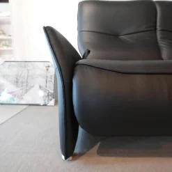 Sofa 4929 Leder 31 Longsoft Rabe Schwarz Fuß Aluminium Mit Relaxfunktion