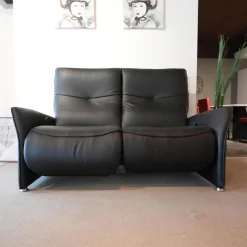 Sofa 4929 Leder 31 Longsoft Rabe Schwarz Fuß Aluminium Mit Relaxfunktion