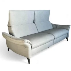 Sofa 1178 Spektra Echtleder Leonessa Azur Blau Grau Füße Metall Anthrazit Mit Elektrischer Wallfree Funktion