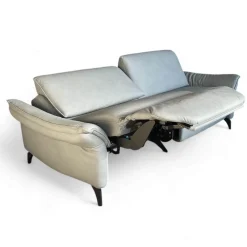 Sofa 1178 Spektra Echtleder Leonessa Azur Blau Grau Füße Metall Anthrazit Mit Elektrischer Wallfree Funktion