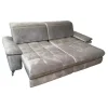 Sofa Abano Stoff Riviera Sand Beige Eckfüße Metall Nickel Satiniert Mit Elektrischer Day Bed Funktion