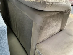Sofa Abano Stoff Riviera Sand Beige Eckfüße Metall Nickel Satiniert Mit Elektrischer Day Bed Funktion