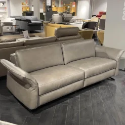 Sofa Adora Bezug Leder Kenia LG1 Grey Grau Füße Schwarz 01BL