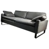 Sofa Alba Leder 5669 95 Grau Metallkufe Schwarz Pulverbeschichtet