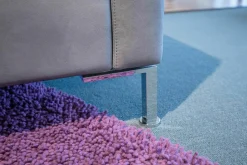 Sofa Alba Leder Lama 5669-95 Grau Füße Metall Verchromt mit Kopfstütze