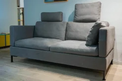 Sofa Alba Leder Taron 20 Grau Braun Gestell Schwarz Pulverbeschichtet Inklusive Kissen