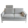 Sofa Alba M Stoff 3637 Beige Grau Fuß Chrom Glänzend Mit Integrierten Kopfstützen