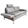Sofa Alba System M Leder 5707 Pearl 0095 Grau Winkelfuß Verchromt Mit Kopfstütze