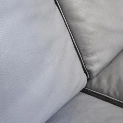 Sofa Alba System M Leder 5707 Pearl 0095 Grau Winkelfuß Verchromt Mit Kopfstütze