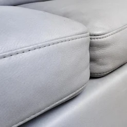 Sofa Alba System M Leder 5707 Pearl 0095 Grau Winkelfuß Verchromt Mit Kopfstütze