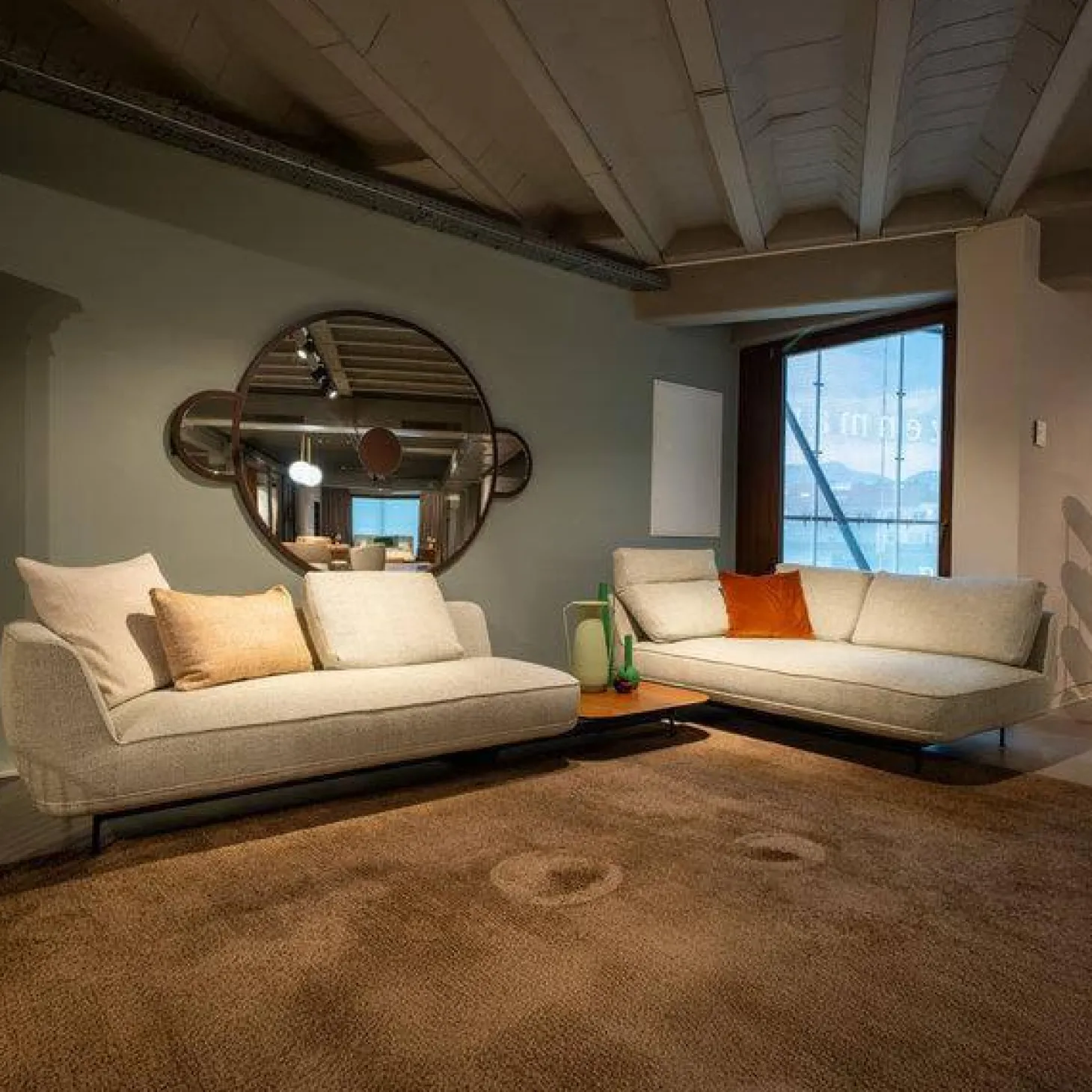 Sofa Andes Stoff Montana Spring Beige Gestell Black Grey Schwarz Pulverbeschichtet