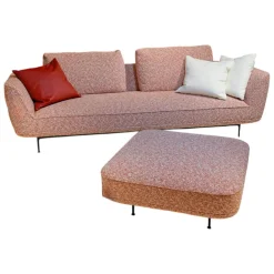 Sofa Andes Stoff Ravenna Fire Rosa Metallfüße Schwarz Grau Pulverbeschichtet Inklusive Hocker Und Kissen